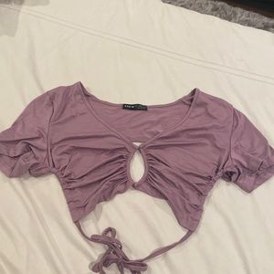 New! Sexy Open Back Purple Crop Top